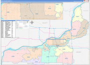 Rock Island County Wall Map Color Cast Style